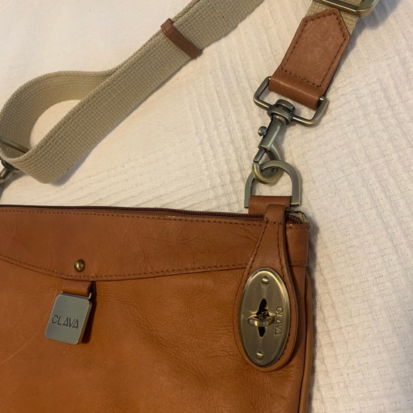 CLAVA Tan Leather Turnlock Cross Body bag - Picture 4 of 7
